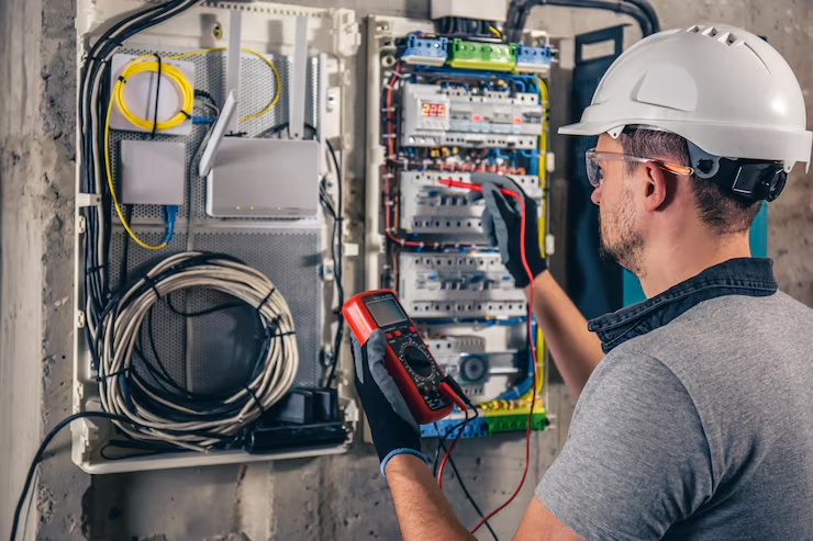 Springfield electrician working on a panel